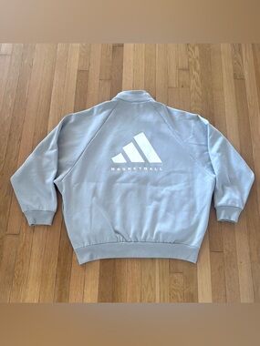 Adidas Basketball Full Zip Jacket Grey 2024 FOG Style Boxy Mens M Oversized
